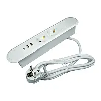 Блок розеток OPTIMA 2хSCHUKO+2USB A+1USB C + выключатель,провод 1,8 с вилкой, белый — купить оптом и в розницу в интернет магазине GTV-Meridian.