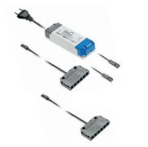Блок питания для светодиодов 220/12V 54W, IP20, 6хMINI АМР, с проводами и дистрибьютером — купить оптом и в розницу в интернет магазине GTV-Meridian.